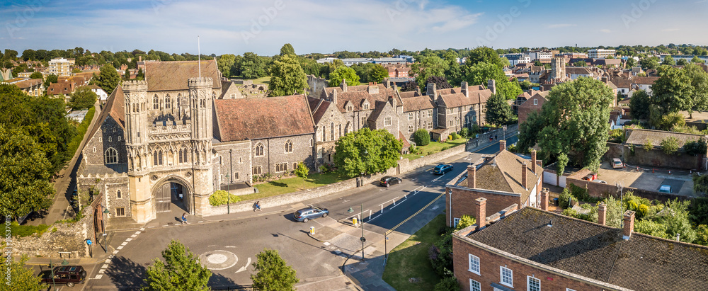 Εκτύπωση καμβά Canterbury aerial view from drone in summer, Kent
