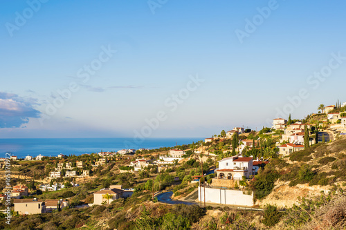 Cyprus island, top view. Houses roofs