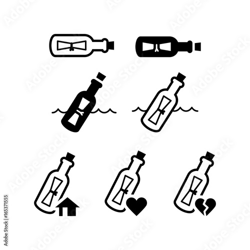 Message bottle icon set
