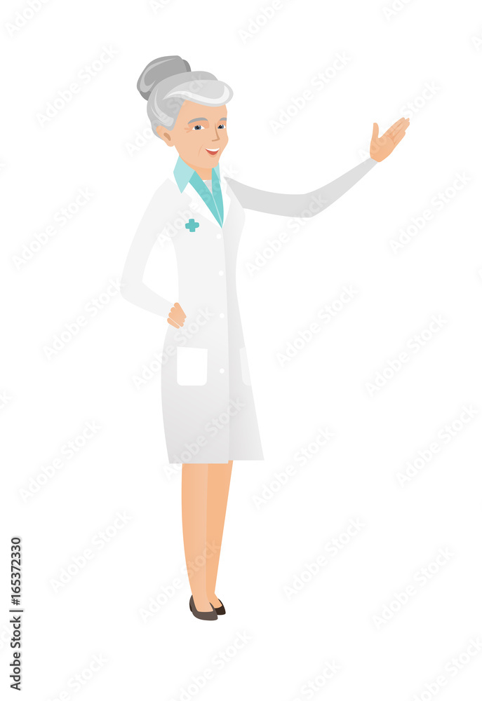 Senior caucasian doctor with outstretched hand. Senior caucasian doctor with outstretched hand.