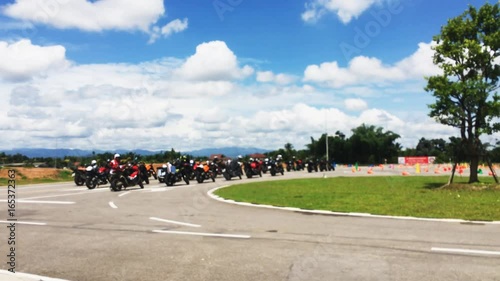 Blurred, Blurred Background, Blurred Abstract, motorcycle training course  in Motorcycle racetrack. Basic big bike course with blue sky.