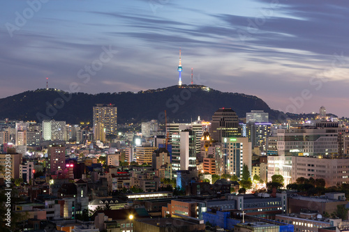 Canvas Print Sunset in Seoul city.