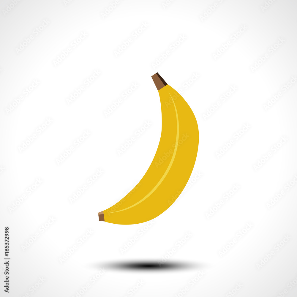 Ripe banana isolated on white background. Vector illustration