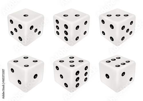 set of a white dice three dimensions photo
