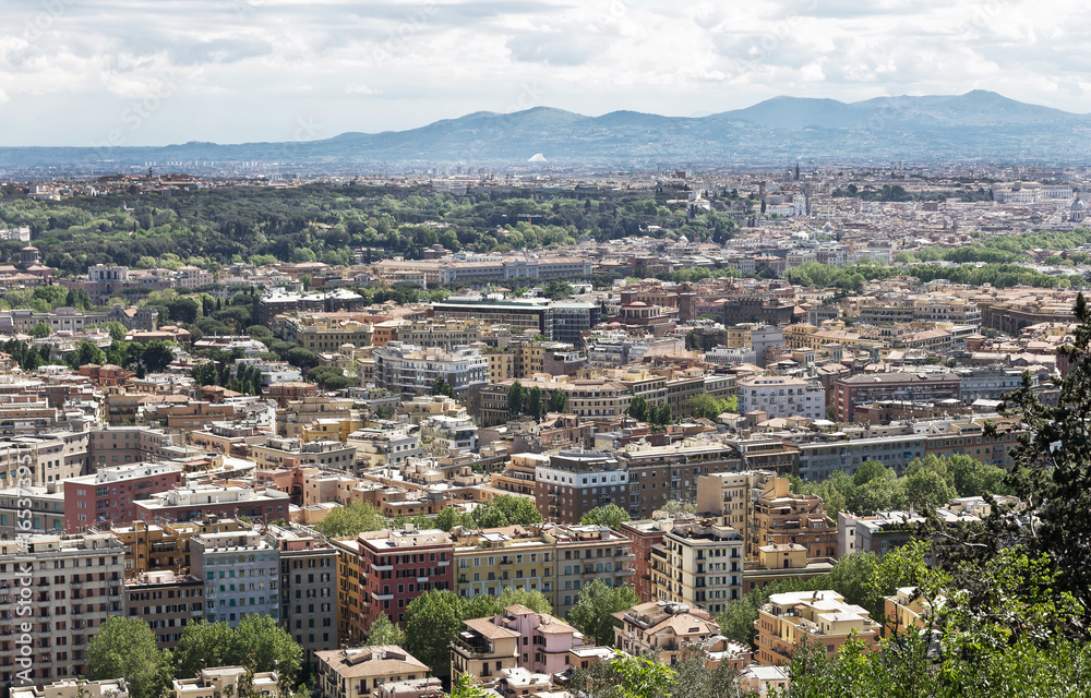 Panoramic view over the historic center from Mount Monte Mario