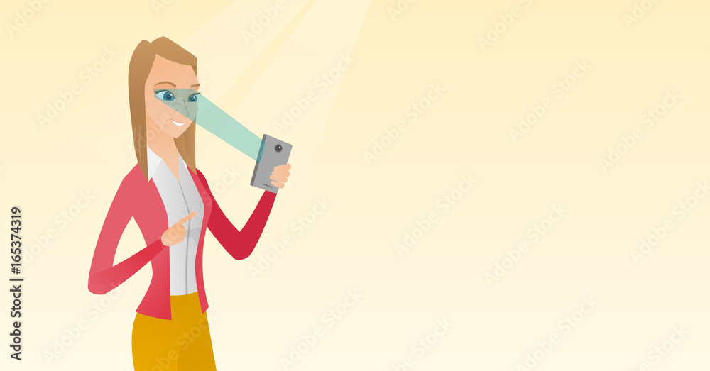 Woman using iris scanner to unlock mobile phone. Woman using iris scanner to unlock mobile phone.