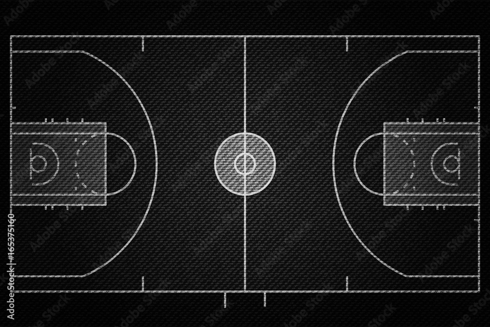 Fototapeta premium Realistic Black Denim texture of Baseketball court field element vector illustration design concept