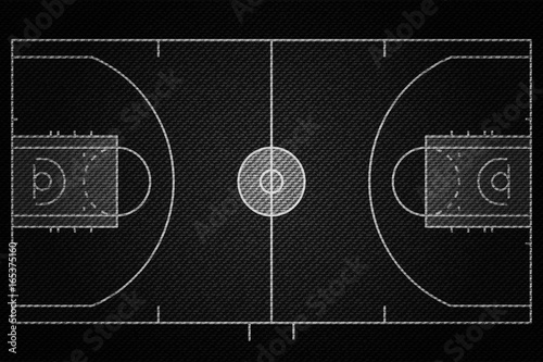 Realistic Black Denim texture of Baseketball court field element vector illustration design concept