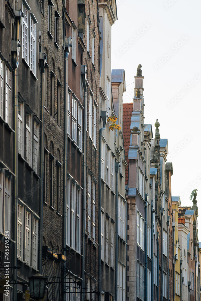 Architecture of Mariacka street in old town of Gdansk