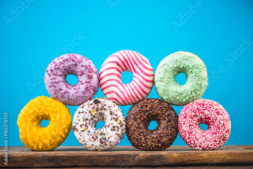 Colorful vibrant donuts pyramide