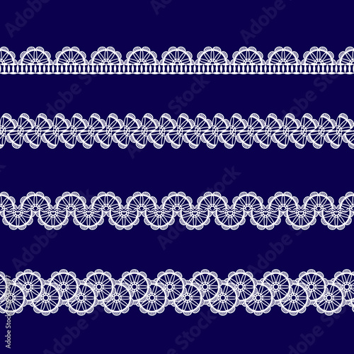set of white lace ribbons
