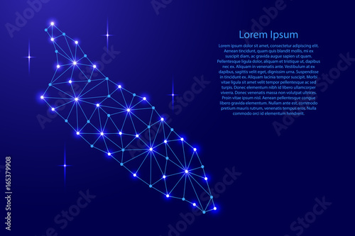Aruba map of polygonal mosaic lines network, rays and space stars of vector illustration.