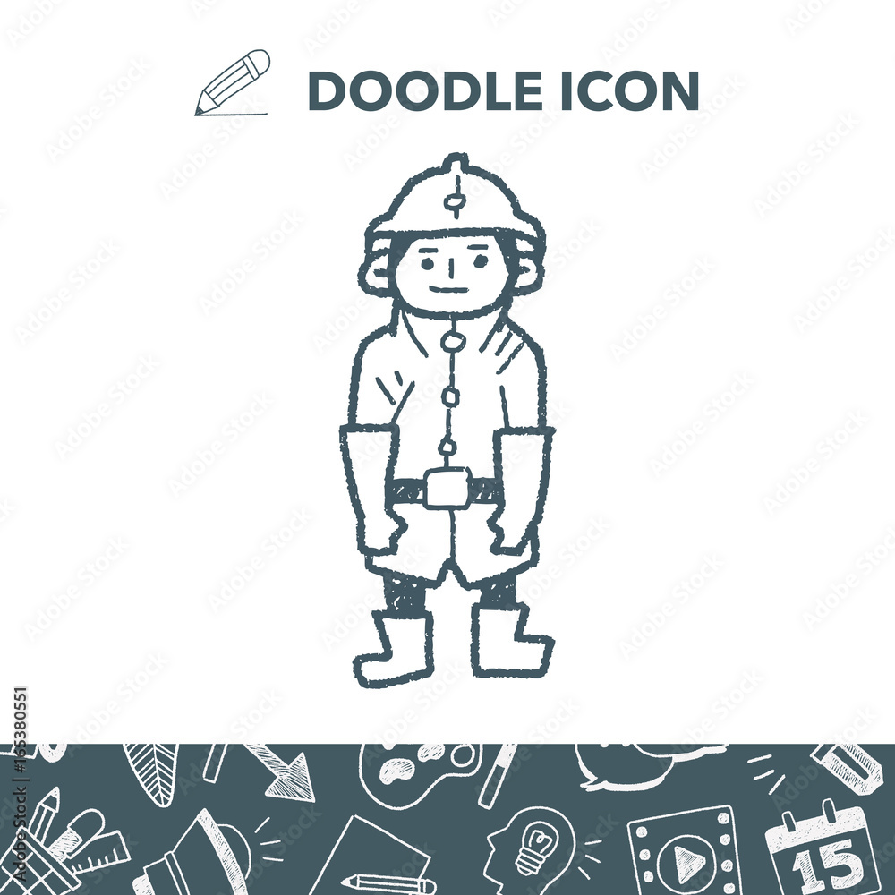 Fototapeta premium fireman doodle
