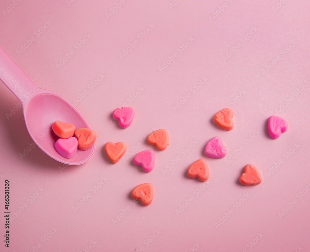 Valentine's day heart shape lollipop candy.love concept