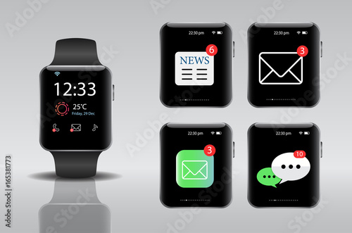 Smart electronic intelligence watch.Vector illustration