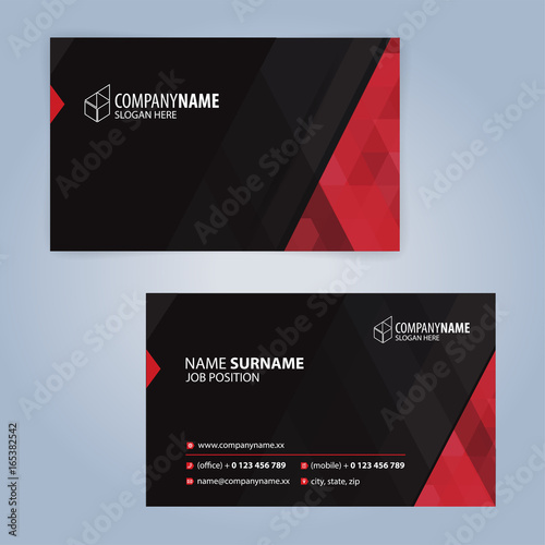Red and Black modern business card template, Illustration Vector 10