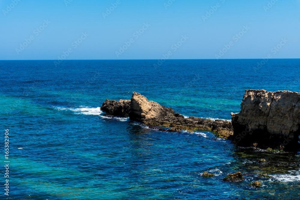 Part of the rocky coastline in Tunisia