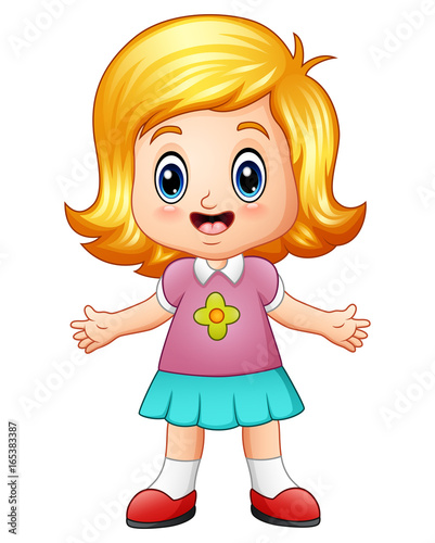 Cartoon little girl with blond hair