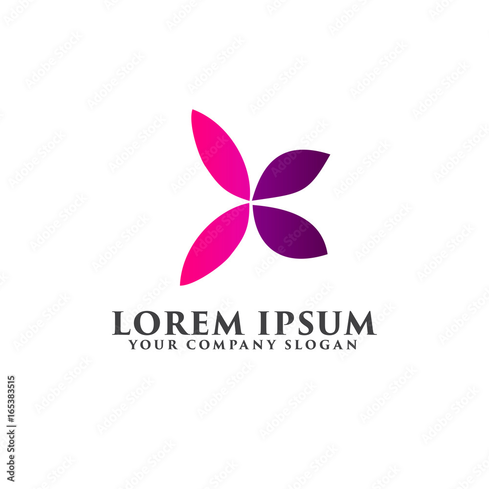 purple leaf simple logo design concept template
