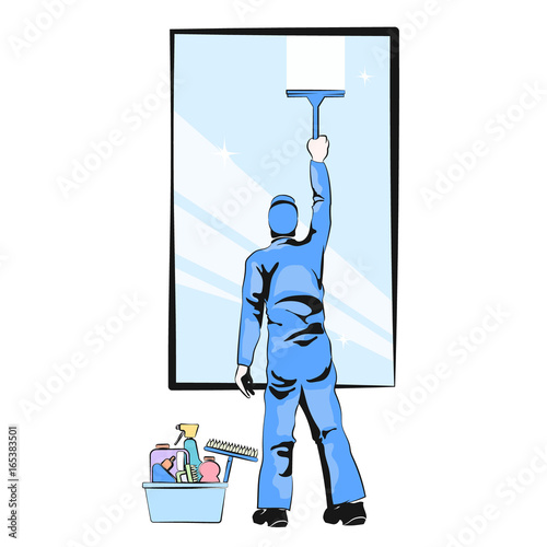 Window cleaner vector illustration