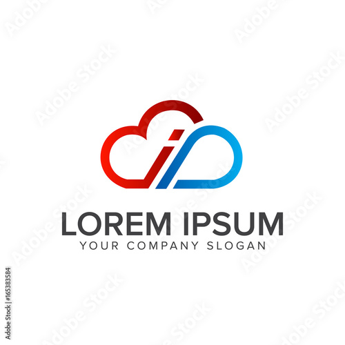 cloud technology logo design concept template