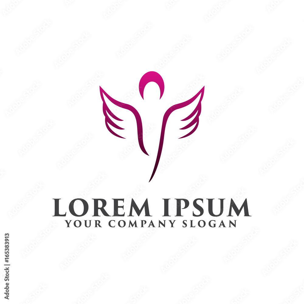 Cosmetics and beauty wing people Logos design concept template