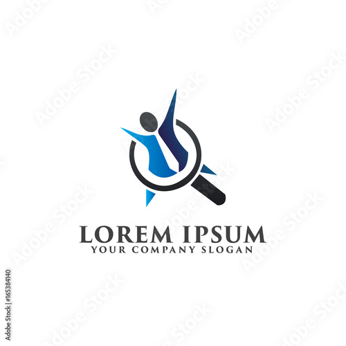 people and magnifer logo design concept template