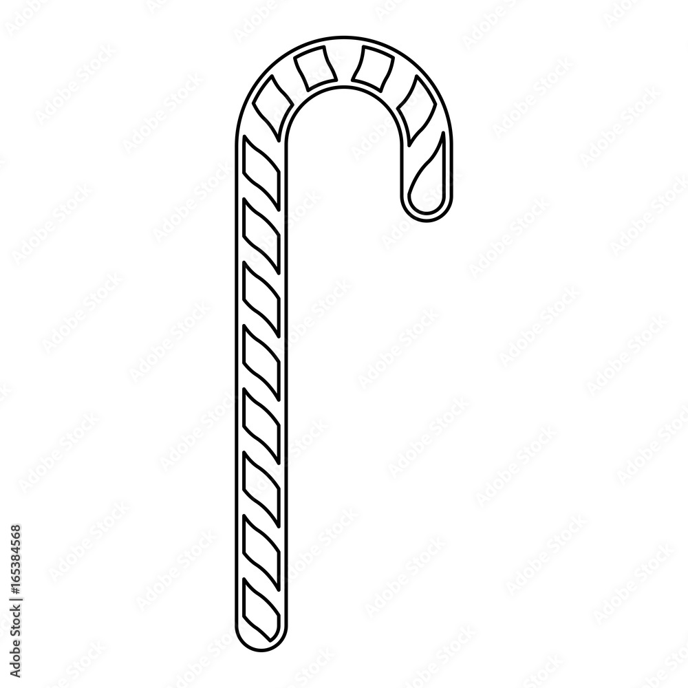 Сandy cane black color path icon . Сandy cane black color path icon .