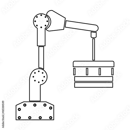 Robotic hand manipulator black color path icon .