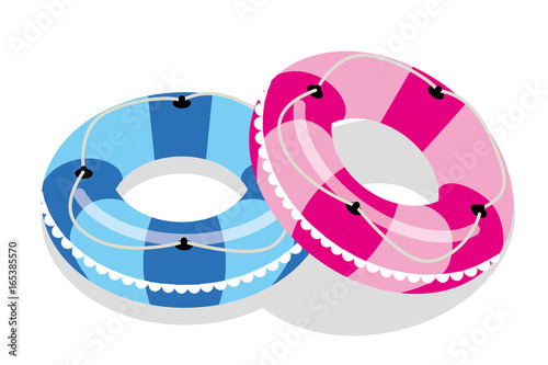 夏のイメージのイラスト｜ペアの浮き輪