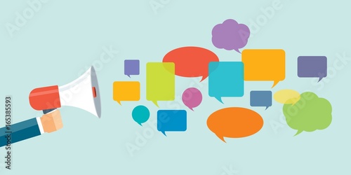 business hand hold megaphone and concept for  business online marketing  promotion .