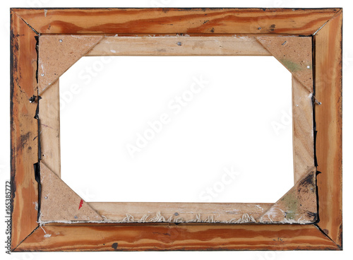 Isolated back side of old retro wooden frame