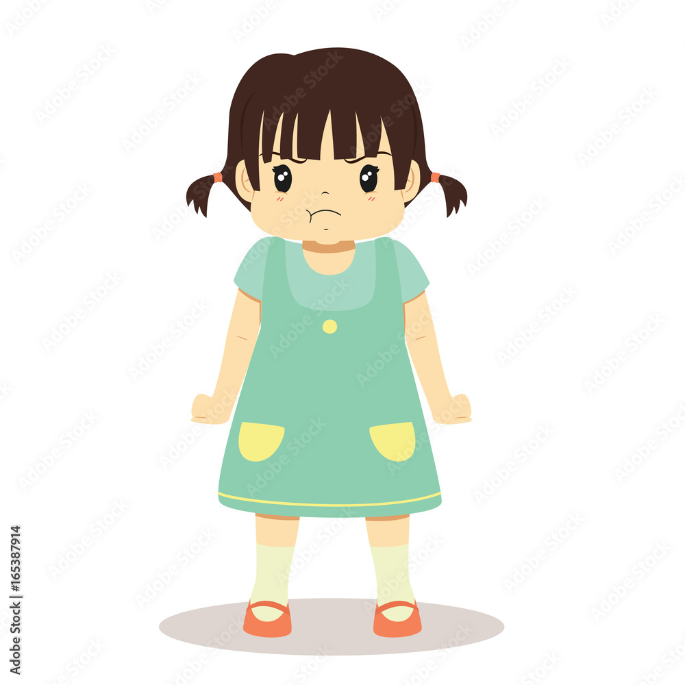 angry and furious little girl, with her fists clenched and her cheeks puffed angry and furious little girl, with her fists clenched and her cheeks puffed
