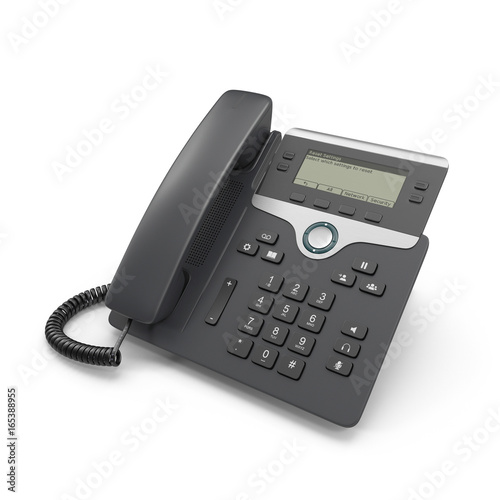 Black IP phone on a white. 3D illustration, clipping path photo