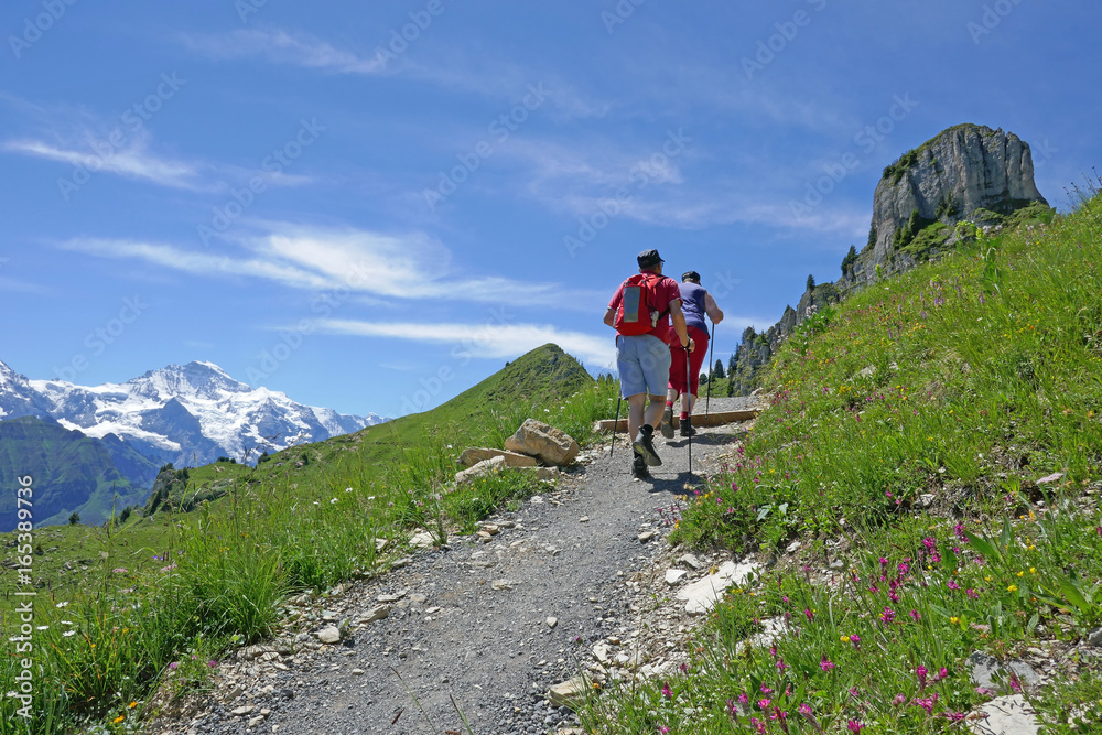 Obraz premium wanderer in den alpen, berneroberland, schweiz 