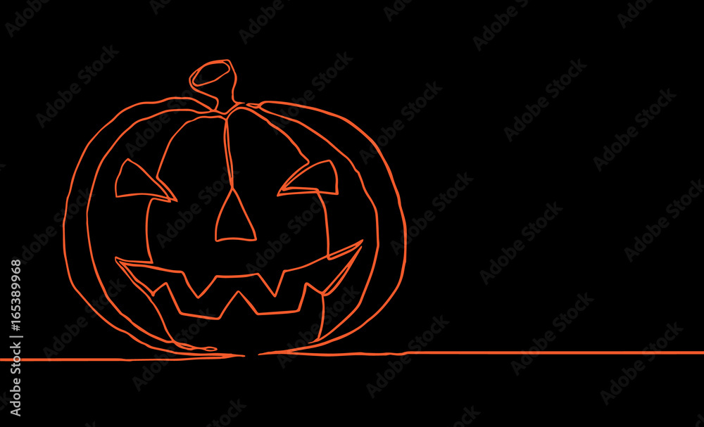 continuous line drawing of Pumpkin Halloween night. vector art illustration continuous line drawing of Pumpkin Halloween night. vector art illustration