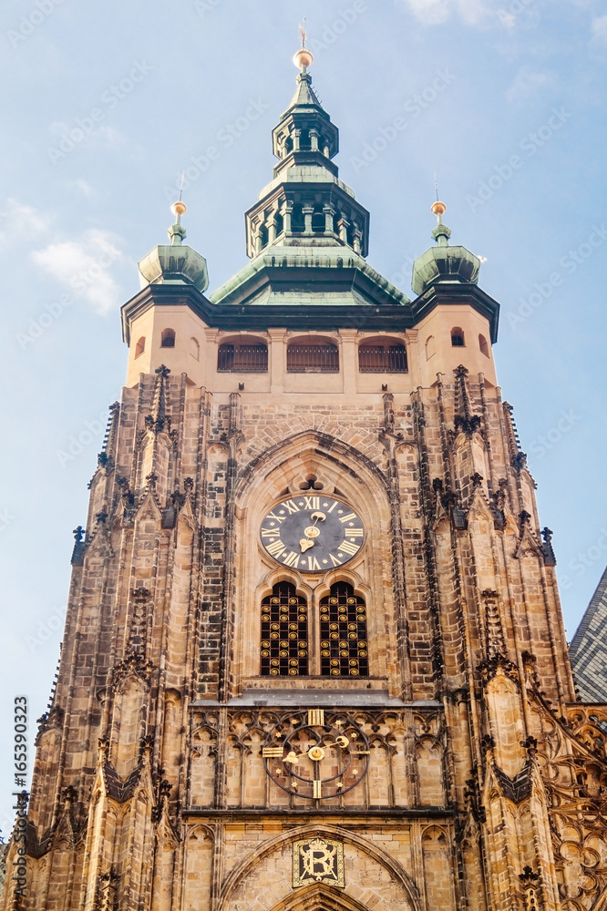 St. Vitus Cathedral Clock Tower. Prague, Czech Republic