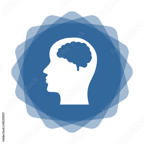 App Icon blau Kopf im Profil mit Gehirn