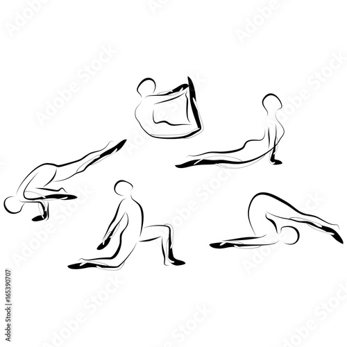 Set of abstract yoga poses