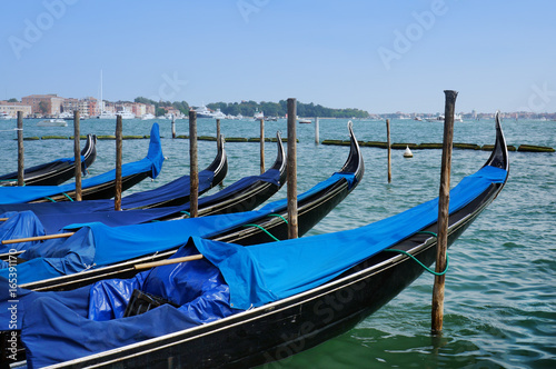 Italy  Morning in Venice. Gondolas