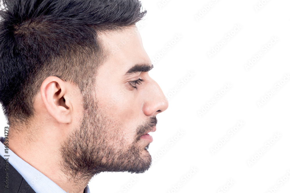 Portrait of handsome man smiling isolated on white background Portrait of handsome man smiling isolated on white background