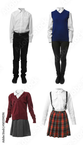 Set of school uniforms on w...