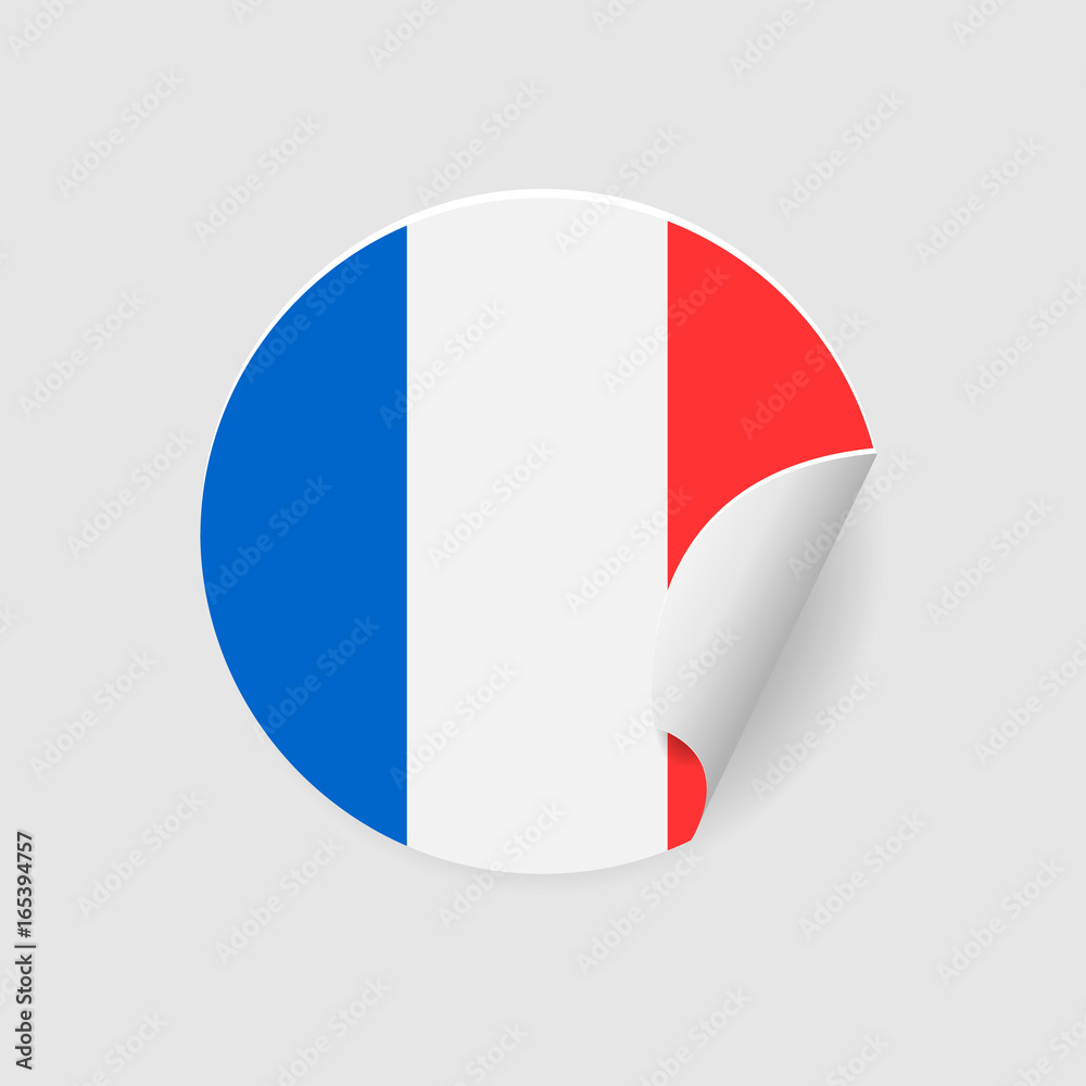 Vector circle sticker isolated with national flag of France Vector circle sticker isolated with national flag of France