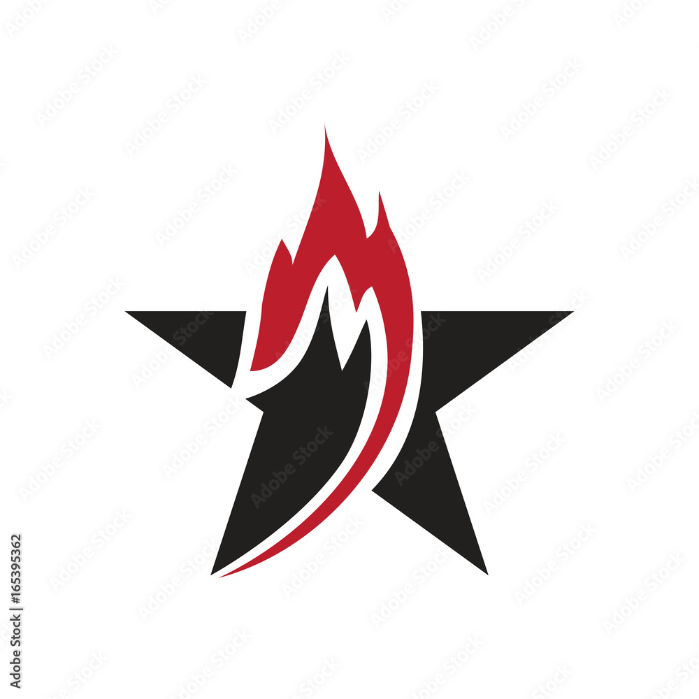 flame within a star, logo design, isolated on white background. flame within a star, logo design, isolated on white background.