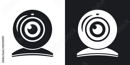 Vector webcam icon. Two-tone version on black and white background
