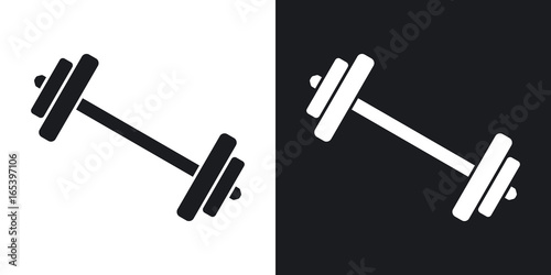 Vector barbell icon. Two-tone version on black and white background