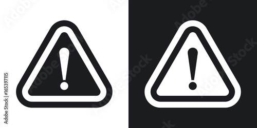 Vector attention sign with exclamation mark icon. Two-tone version on black and white background