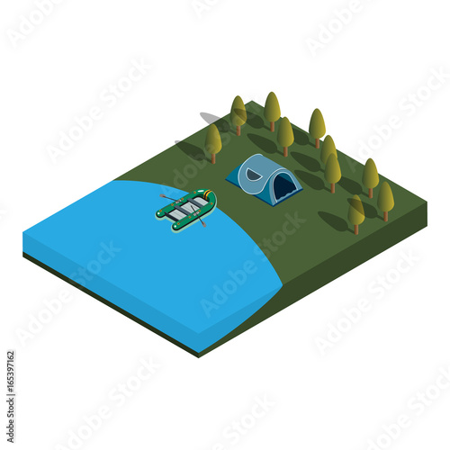 Camping Isometric View.
