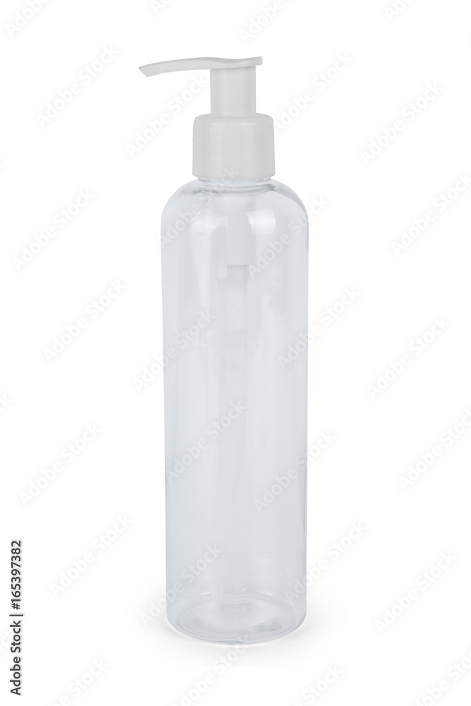 Empty and clean white bottle with cap for shampoo. Empty and clean white bottle with cap for shampoo.