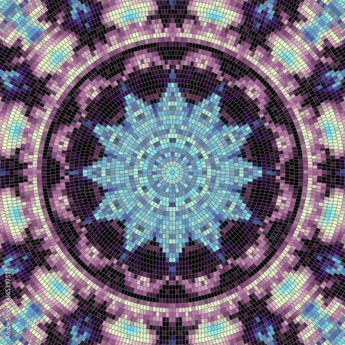 Seamless background pattern. Decorative round mosaic art pattern.